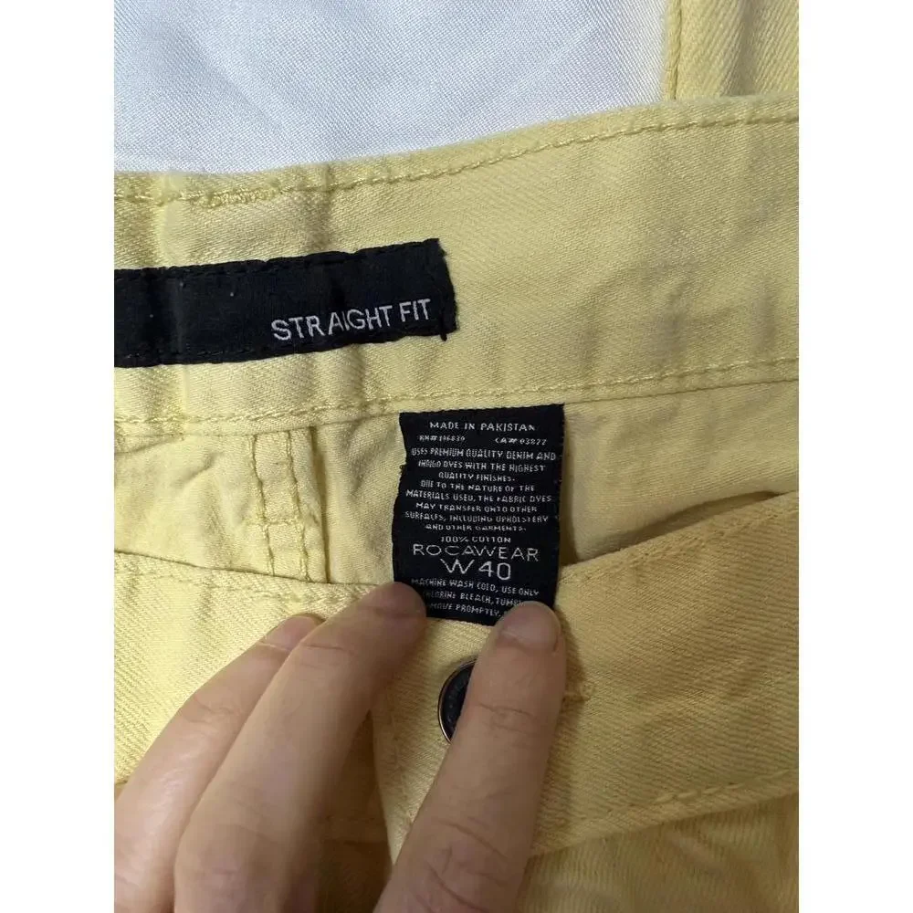 Rocawear‎ Jeans Mens Light Yellow Washed Straight Fit Cotton Size W40
